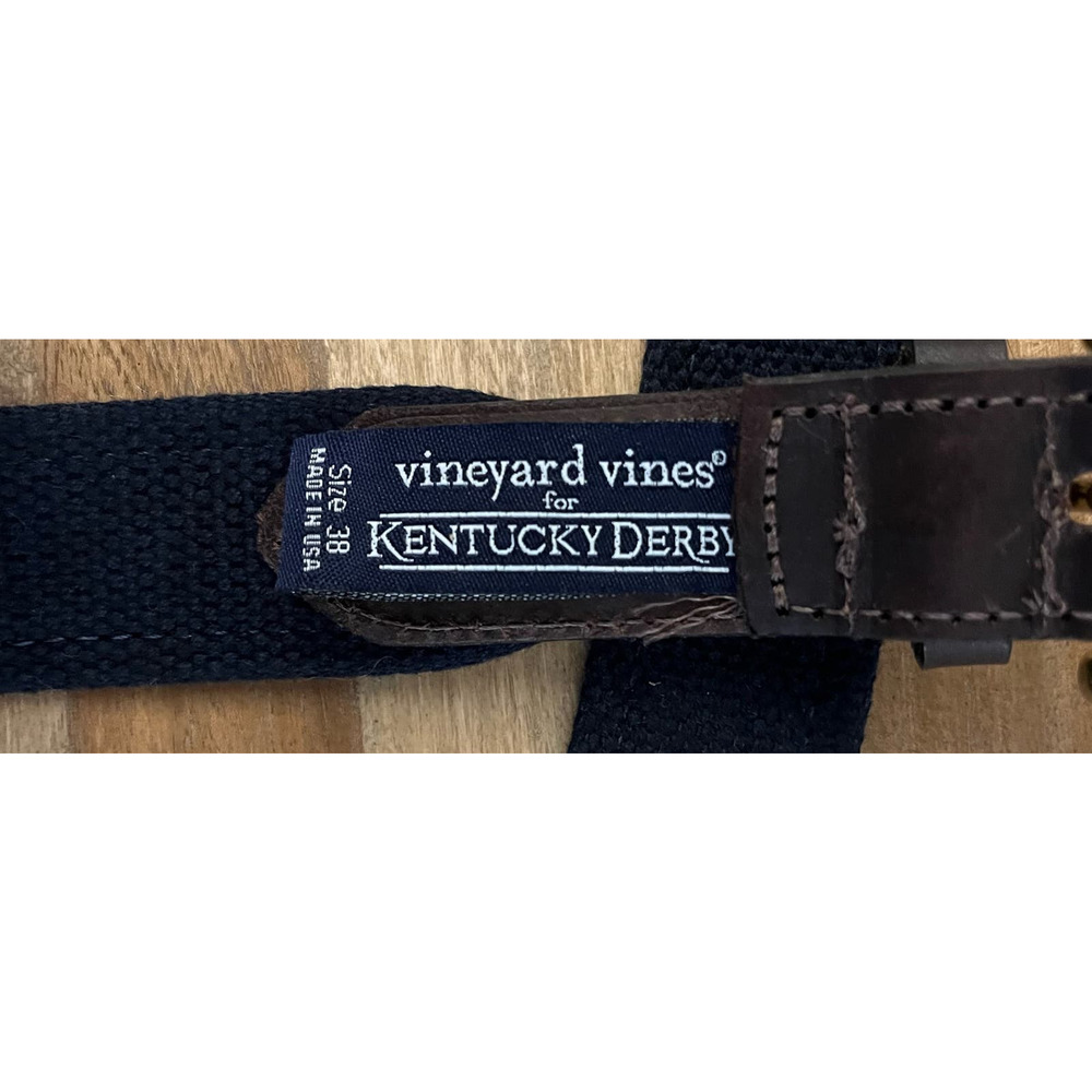 Vineyard Vines Pink and Green Belt with Blue Horse Design - Picture 4 of 8